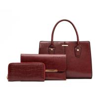 PU Leather Vintage Bag Suit large capacity & soft surface & attached with hanging strap & three piece Solid Set