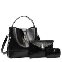 PU Leather Bag Suit large capacity & soft surface & attached with hanging strap & three piece Solid Set