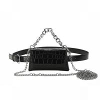 PU Leather Easy Matching Waist Pack with chain Stone Grain PC