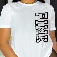 Polyester Plus Size Women Short Sleeve T-Shirts & loose printed letter PC