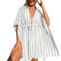 Polyester Swimming Cover Ups sun protection & loose striped gray : PC