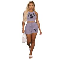 Polyester Women Casual Set slimming & two piece & skinny & loose printed Solid Set
