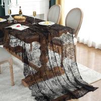 Polyester thermostability Table Cloth durable & hardwearing floral black PC