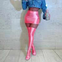 Polyester Slim & High Waist Two-Piece Dress Set Solid pink Set