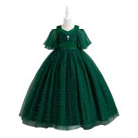 Polyester Soft & Ball Gown Girl One-piece Dress Cute & off shoulder bowknot pattern PC