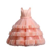 Polyester Soft & Ball Gown Girl One-piece Dress Cute & backless bowknot pattern PC