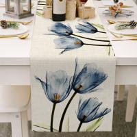 Cotton Linen thermostability Table Runner durable printed floral PC