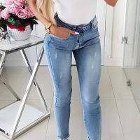 Denim Slim Women Long Trousers & skinny & breathable stretchable Solid PC