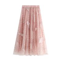 Polyester High Waist Skirt large hem design patchwork : PC