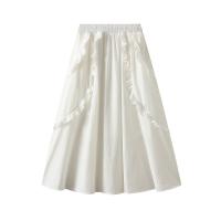 Polyester High Waist Skirt large hem design patchwork Solid : PC