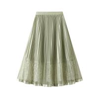 Polyester High Waist Skirt large hem design patchwork Solid : PC