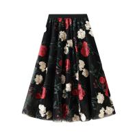 Polyester High Waist Skirt large hem design Solid : PC