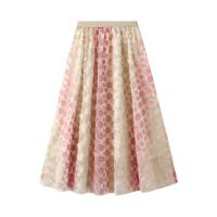 Polyester High Waist Skirt large hem design patchwork floral : PC