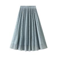 Polyester High Waist Skirt large hem design patchwork dot : PC