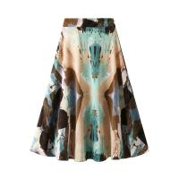 Polyester High Waist Skirt large hem design patchwork : PC