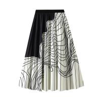 Polyester High Waist Skirt large hem design printed : PC