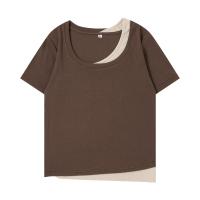 Cotone Frauen Kurzarm T-Shirts Patchwork Pevné più colori per la scelta kus