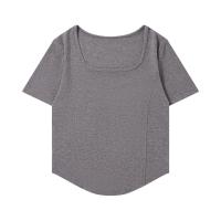 Fibra de viscosa Mujeres Camisetas de manga corta, labor de retazos, Sólido, más colores para elegir,  trozo
