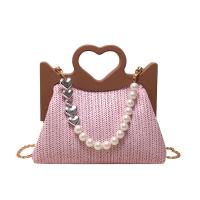 Straw & Plastic Pearl Easy Matching Woven Tote attached with hanging strap PC