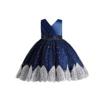 Polyester Soft & Ball Gown Girl One-piece Dress Cute & backless bowknot pattern PC
