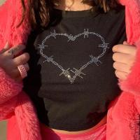 Polyester Vrouwen korte mouw T-shirts ijzer-op hartpatroon meer kleuren naar keuze stuk