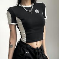 Poliéster Mujeres Camisetas de manga corta, impreso,  trozo
