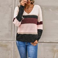 Acrylic Slim Women Sweater knitted striped PC