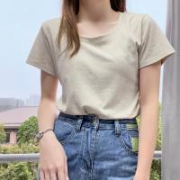 Katoen Vrouwen korte mouw T-shirts rekbaar Solide meer kleuren naar keuze stuk