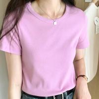 Cotton Slim Women Short Sleeve T-Shirts & loose & breathable Solid PC