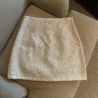 Sequin & Polyester Slim & Sheath Package Hip Skirt & breathable stretchable Solid PC