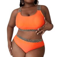 Spandex & Polyester Plus Size Bikini & two piece & padded reddish orange Set