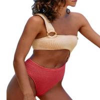Polyester Bikini & padded & One Shoulder patchwork Set
