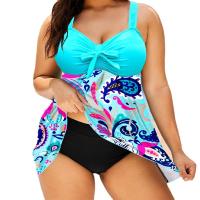 Chemical Fiber & Polyester Plus Size Tankinis Set & two piece & padded printed floral Set