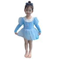 Polyester Girl Kids One-piece Swimsuit backless blue PC