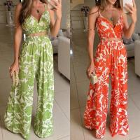Polyester Women Casual Set & two piece Long Trousers & camis printed Set