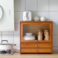 Moso Bamboo & Acrylic Kitchen Storage Cabinet for storage & dustproof PC