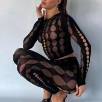 Polyester Vrouwen Casual Set Lange broek & Boven Solide Zwarte : Instellen