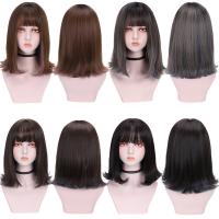 High Temperature Fiber mid-long hair & can be permed and dyed Wig for women PC