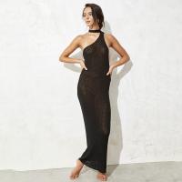 Polyester Swimming Cover Ups see through look & backless & off shoulder black PC