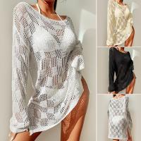 Polyester Swimming Cover Ups see through look & side slit & loose Solid : PC
