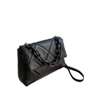 PU Leather Crossbody Bag with chain & soft surface Polyester Argyle PC