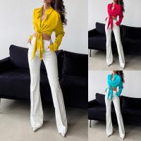 Polyester Women Long Sleeve Shirt & loose Solid PC