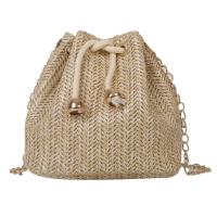 Straw Bucket Bag Woven Shoulder Bag with chain PC