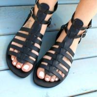 PU Leather flat heel Women Sandals Solid Pair