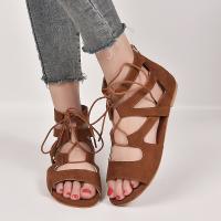 PU Leather flat heel & Lace Up Women Sandals Solid Pair