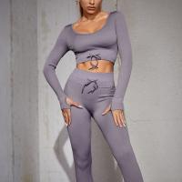 Polyamide Women Yoga Clothes Set & three piece & breathable Long Trousers & tank top & long sleeve T-shirt Set