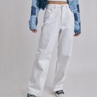 Cotton Women Jeans & loose patchwork Solid white PC