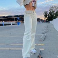 Algodón Mujer Jeans, labor de retazos, blanco,  trozo