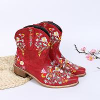 Patent Leather Boots & anti-skidding embroider floral Pair