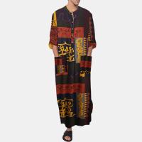 Mixed Fabric long style Men Thobe hardwearing & loose & breathable printed PC